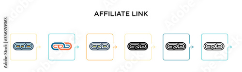 Affiliate link vector icon in 6 different modern styles. Black, two colored affiliate link icons designed in filled, outline, line and stroke style. Vector illustration can be used for web, mobile, ui