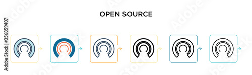 Open source vector icon in 6 different modern styles. Black, two colored open source icons designed in filled, outline, line and stroke style. Vector illustration can be used for web, mobile, ui