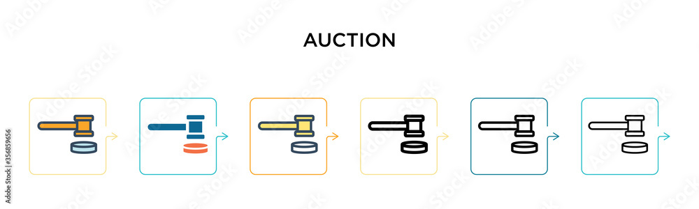 Scheduling Auction Icon Auction vector icon in 6 different modern styles. Black, two colored ...
