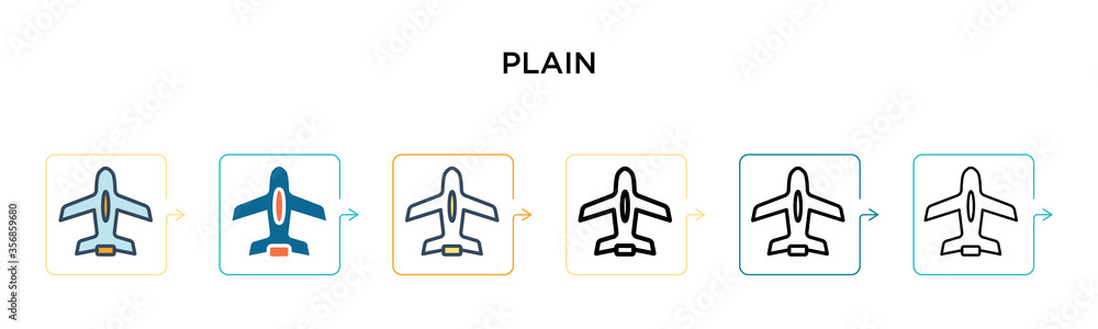 Plain vector icon in 6 different modern styles. Black, two colored plain icons designed in filled, outline, line and stroke style. Vector illustration can be used for web, mobile, ui