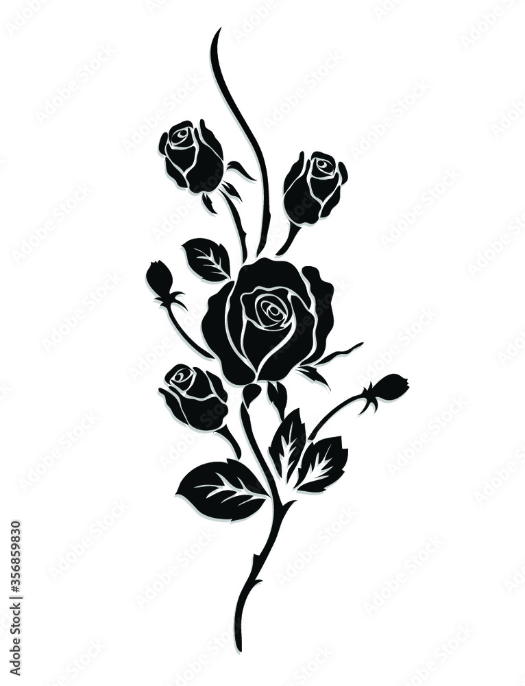 Obraz premium black rose vector illustration