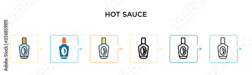Hot sauce vector icon in 6 different modern styles. Black, two colored hot sauce icons designed in filled, outline, line and stroke style. Vector illustration can be used for web, mobile, ui