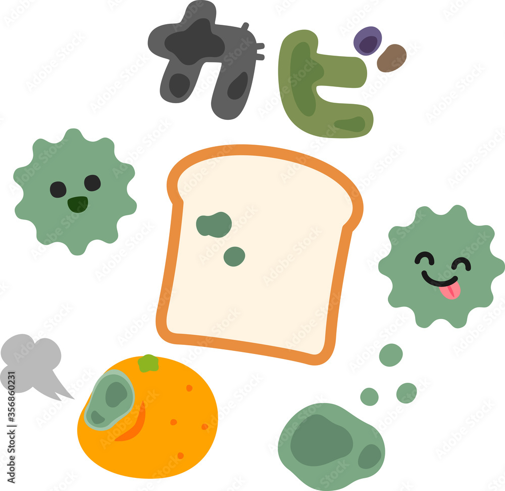 パンとみかんに生えたアオカビのキャラクター Stock Vector Adobe Stock