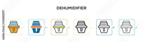 Dehumidifier vector icon in 6 different modern styles. Black, two colored dehumidifier icons designed in filled, outline, line and stroke style. Vector illustration can be used for web, mobile, ui