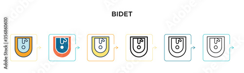 Bidet vector icon in 6 different modern styles. Black, two colored bidet icons designed in filled, outline, line and stroke style. Vector illustration can be used for web, mobile, ui