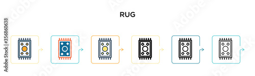 Rug vector icon in 6 different modern styles. Black, two colored rug icons designed in filled, outline, line and stroke style. Vector illustration can be used for web, mobile, ui