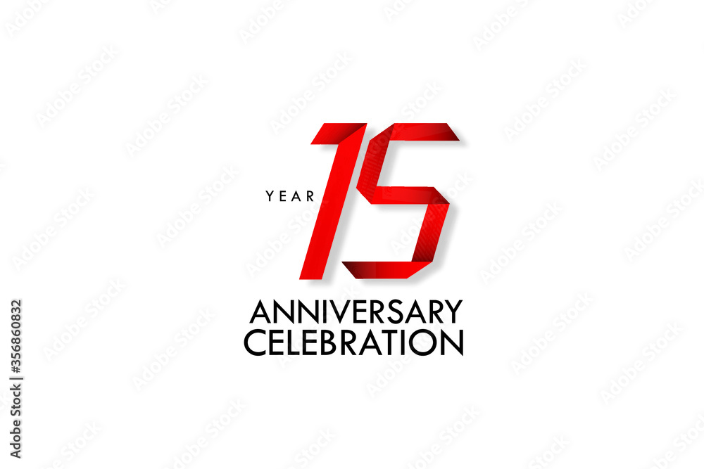 15 years anniversary, Red Dark Contour color with Speedy Design minimalist logo vector illustration on white background - Vector 15 years anniversary, Red Dark Contour color with Speedy Design minimalist logo vector illustration on white background - Vector