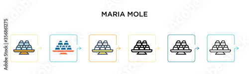 Maria mole vector icon in 6 different modern styles. Black, two colored maria mole icons designed in filled, outline, line and stroke style. Vector illustration can be used for web, mobile, ui