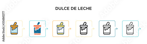 Dulce de leche vector icon in 6 different modern styles. Black, two colored dulce de leche icons designed in filled, outline, line and stroke style. Vector illustration can be used for web, mobile, ui