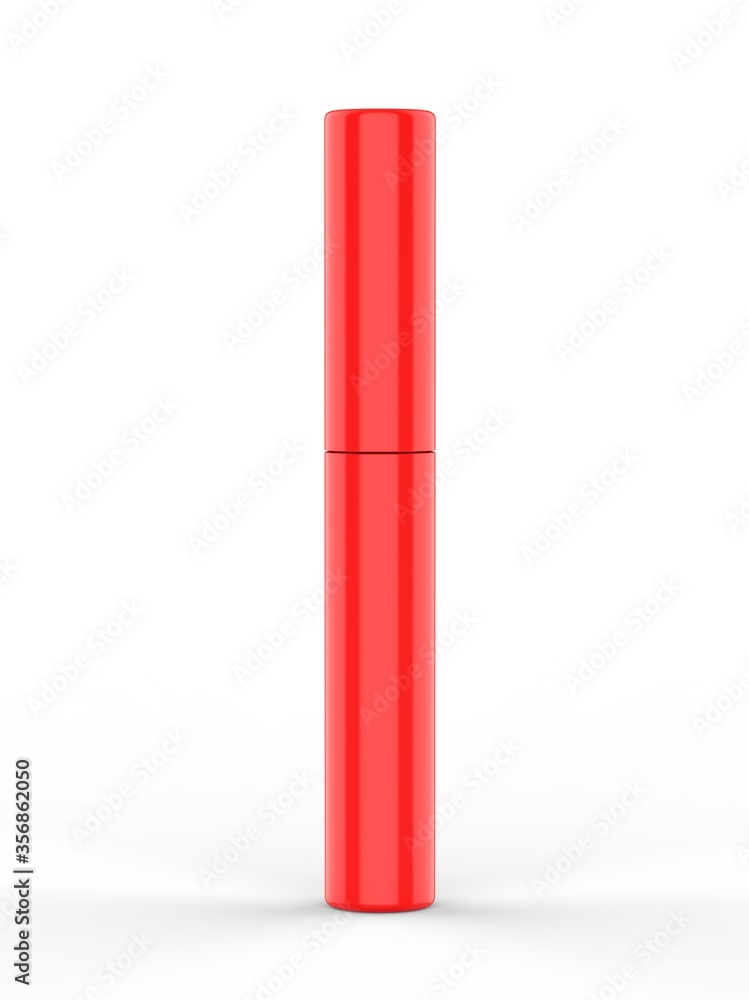 Blank Eyeliner mascara tube with box mockup isolated on white background front view. 3d render illustration. Blank Eyeliner mascara tube with box mockup isolated on white background front view. 3d render illustration.