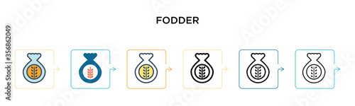 Fodder vector icon in 6 different modern styles. Black, two colored fodder icons designed in filled, outline, line and stroke style. Vector illustration can be used for web, mobile, ui