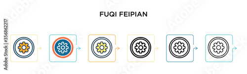 Fuqi feipian vector icon in 6 different modern styles. Black, two colored fuqi feipian icons designed in filled, outline, line and stroke style. Vector illustration can be used for web, mobile, ui