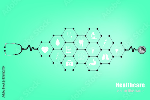 Health care and medical icon in innovation concept background design, vector illustrator
