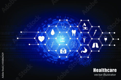 Health care and medical icon in innovation concept background design, vector illustrator
