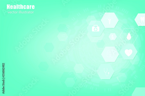 Health care and medical icon in innovation concept background design, vector illustrater