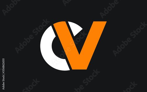 CV or VC Letter Initial Logo Design, Vector Template