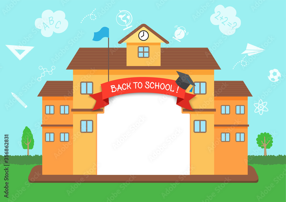 Back to School frame design with knowledge outline icon background