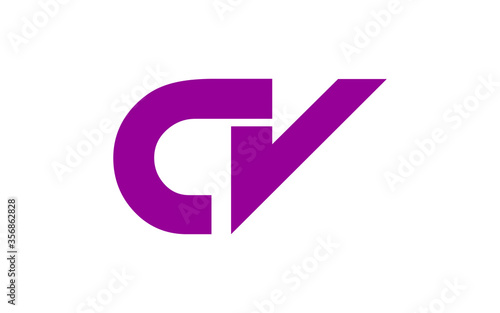 CV or VC Letter Initial Logo Design, Vector Template