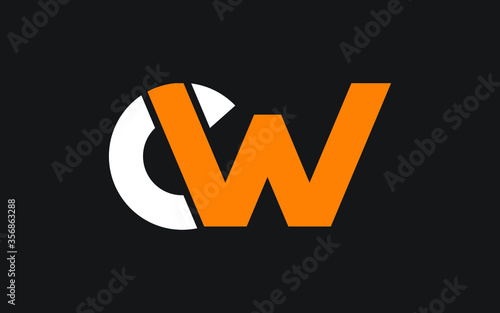 CW or WC Letter Initial Logo Design, Vector Template