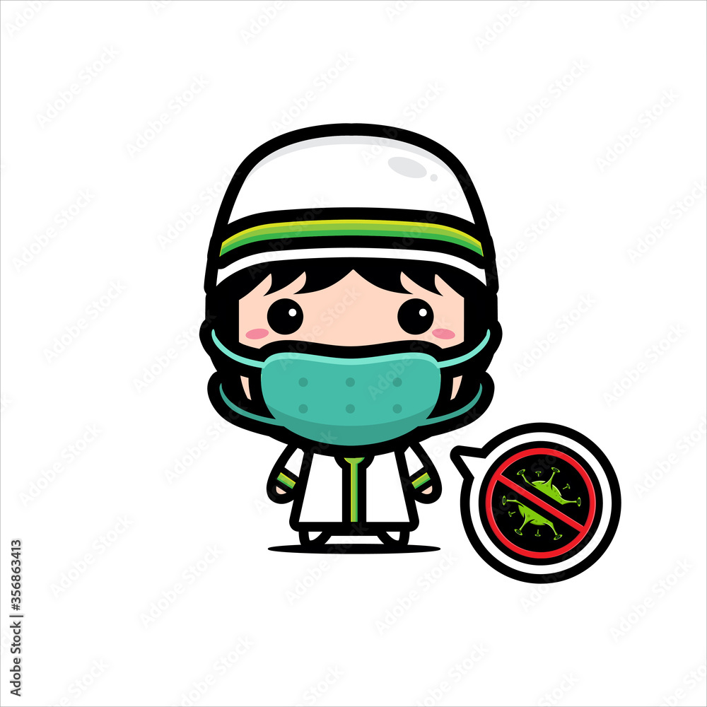 vector design of Muslims wearing masks vector design of Muslims wearing masks