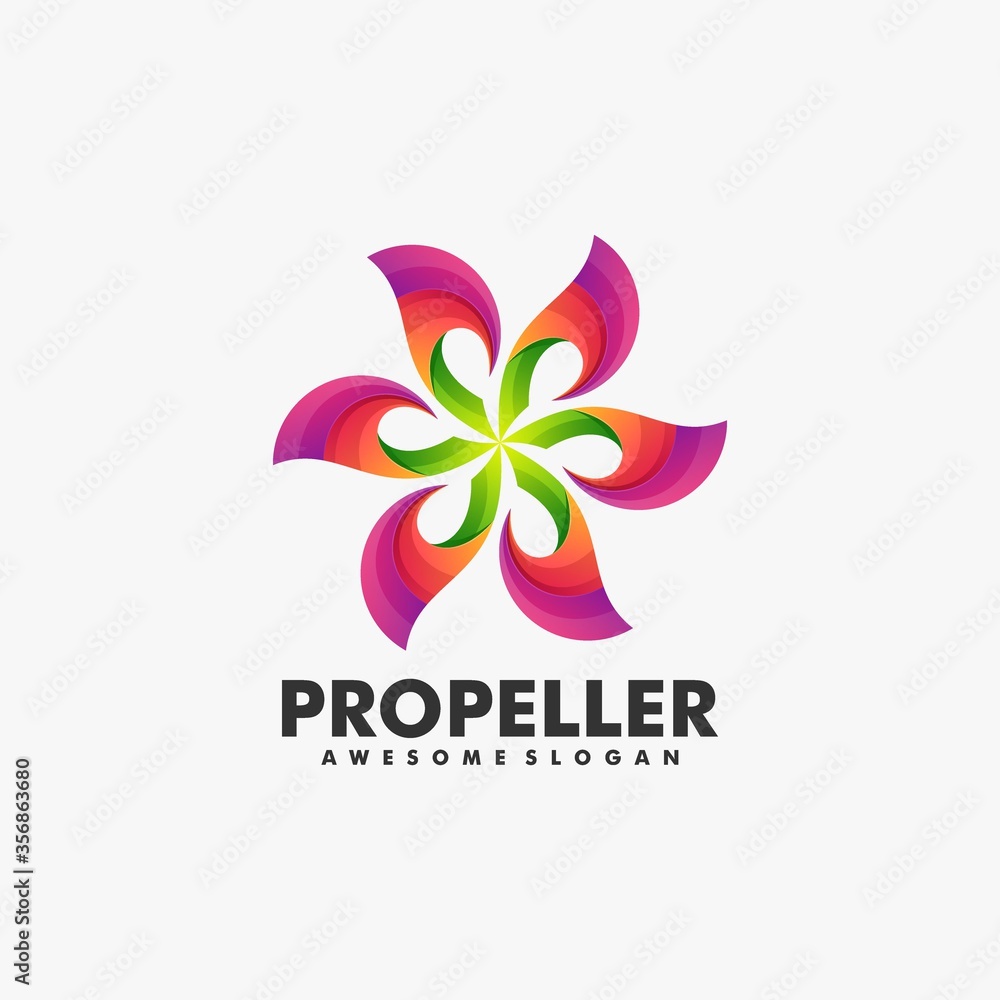 Obraz premium Vector Logo Illustration Propeller Gradient Colorful Style.