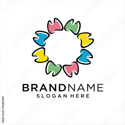 colorful dental logo with a circular shape, Premium / creative / modern teeth vector logo. Geometric teeth, colorful teeth, teeth concept vector