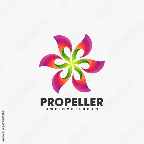 Vector Logo Illustration Propeller Gradient Colorful Style.