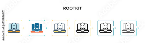 Rootkit vector icon in 6 different modern styles. Black, two colored rootkit icons designed in filled, outline, line and stroke style. Vector illustration can be used for web, mobile, ui photo