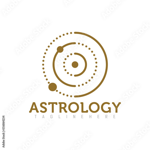 Astrology logo design for science isolated on white backgrou