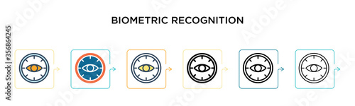 Biometric recognition vector icon in 6 different modern styles. Black, two colored biometric recognition icons designed in filled, outline, line and stroke style. Vector illustration can be used for