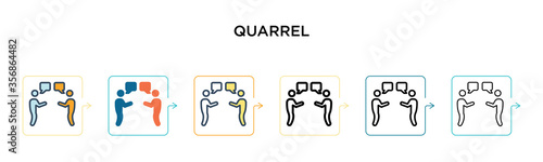 Quarrel vector icon in 6 different modern styles. Black, two colored quarrel icons designed in filled, outline, line and stroke style. Vector illustration can be used for web, mobile, ui