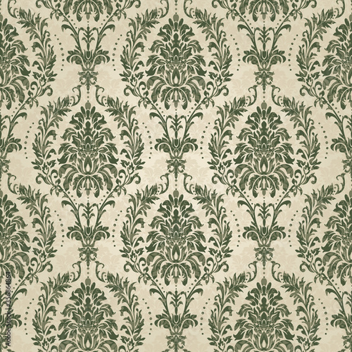 Seamless damask wallpaper. Seamless vintage pattern in Victorian style . Hand drawn floral pattern. Vector illustration.