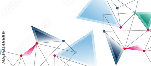Line points connections, triangular technology design. Abstract geometric background