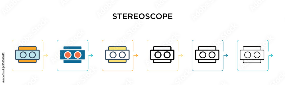 Stereoscope vector icon in 6 different modern styles. Black, two colored stereoscope icons designed in filled, outline, line and stroke style. Vector illustration can be used for web, mobile, ui Stereoscope vector icon in 6 different modern styles. Black, two colored stereoscope icons designed in filled, outline, line and stroke style. Vector illustration can be used for web, mobile, ui