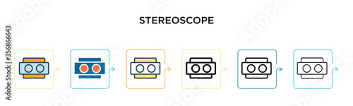 Stereoscope vector icon in 6 different modern styles. Black, two colored stereoscope icons designed in filled, outline, line and stroke style. Vector illustration can be used for web, mobile, ui