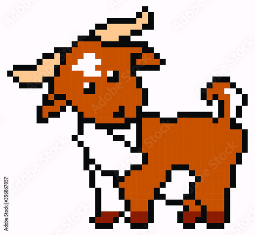 goat pixel art on white background.