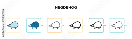 Hegdehog vector icon in 6 different modern styles. Black, two colored hegdehog icons designed in filled, outline, line and stroke style. Vector illustration can be used for web, mobile, ui photo