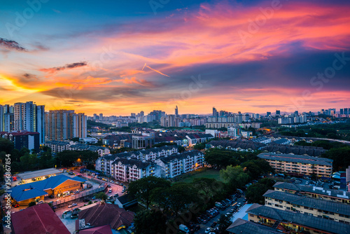 A beautiful gradient sunset view of Kuala Lumpur, Malaysia