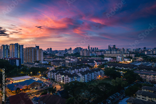 Photography A beautiful gradient sunset view of Kuala Lumpur, Malaysia