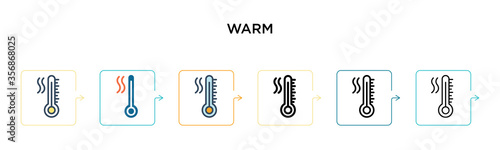 Warm vector icon in 6 different modern styles. Black, two colored warm icons designed in filled, outline, line and stroke style. Vector illustration can be used for web, mobile, ui