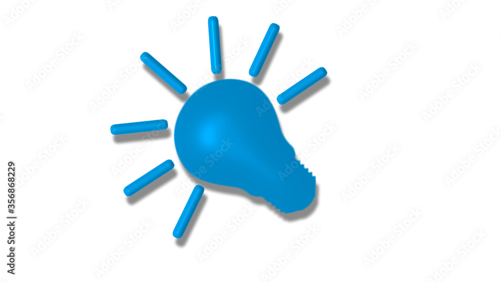 New aqua color 3d idea bulb icon on white background,3d idea icon