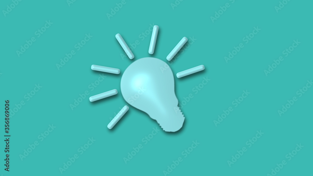 Amazing cyan color 3d bulb icon,Best 3d cyan idea bulb icon