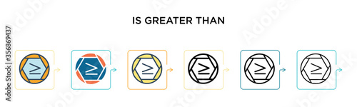 Is greater than vector icon in 6 different modern styles. Black, two colored is greater than icons designed in filled, outline, line and stroke style. Vector illustration can be used for web, mobile,