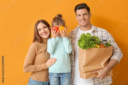 Family with food in bag on ...