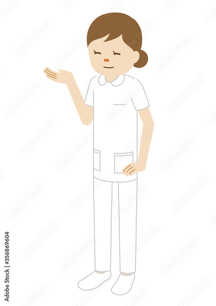 Illustration of a standing female nurse (Information pose)