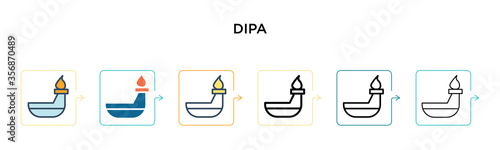 Dipa vector icon in 6 different modern styles. Black, two colored dipa icons designed in filled, outline, line and stroke style. Vector illustration can be used for web, mobile, ui