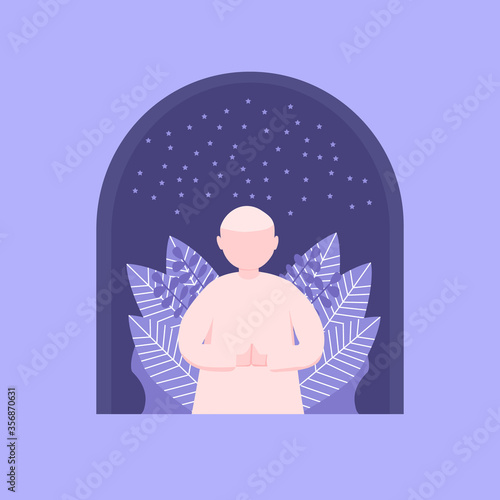 Vector illustration of flat Character Minal Aidin Wal Faizin, I apologize physically and mentally