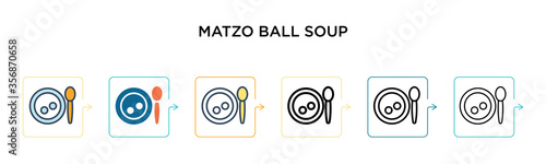 Matzo ball soup vector icon in 6 different modern styles. Black, two colored matzo ball soup icons designed in filled, outline, line and stroke style. Vector illustration can be used for web, mobile,
