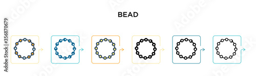 Bead vector icon in 6 different modern styles. Black, two colored bead icons designed in filled, outline, line and stroke style. Vector illustration can be used for web, mobile, ui