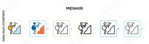 Menhir vector icon in 6 different modern styles. Black, two colored menhir icons designed in filled, outline, line and stroke style. Vector illustration can be used for web, mobile, ui